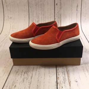 Halogen Orange Leather Slip On Sneakers
